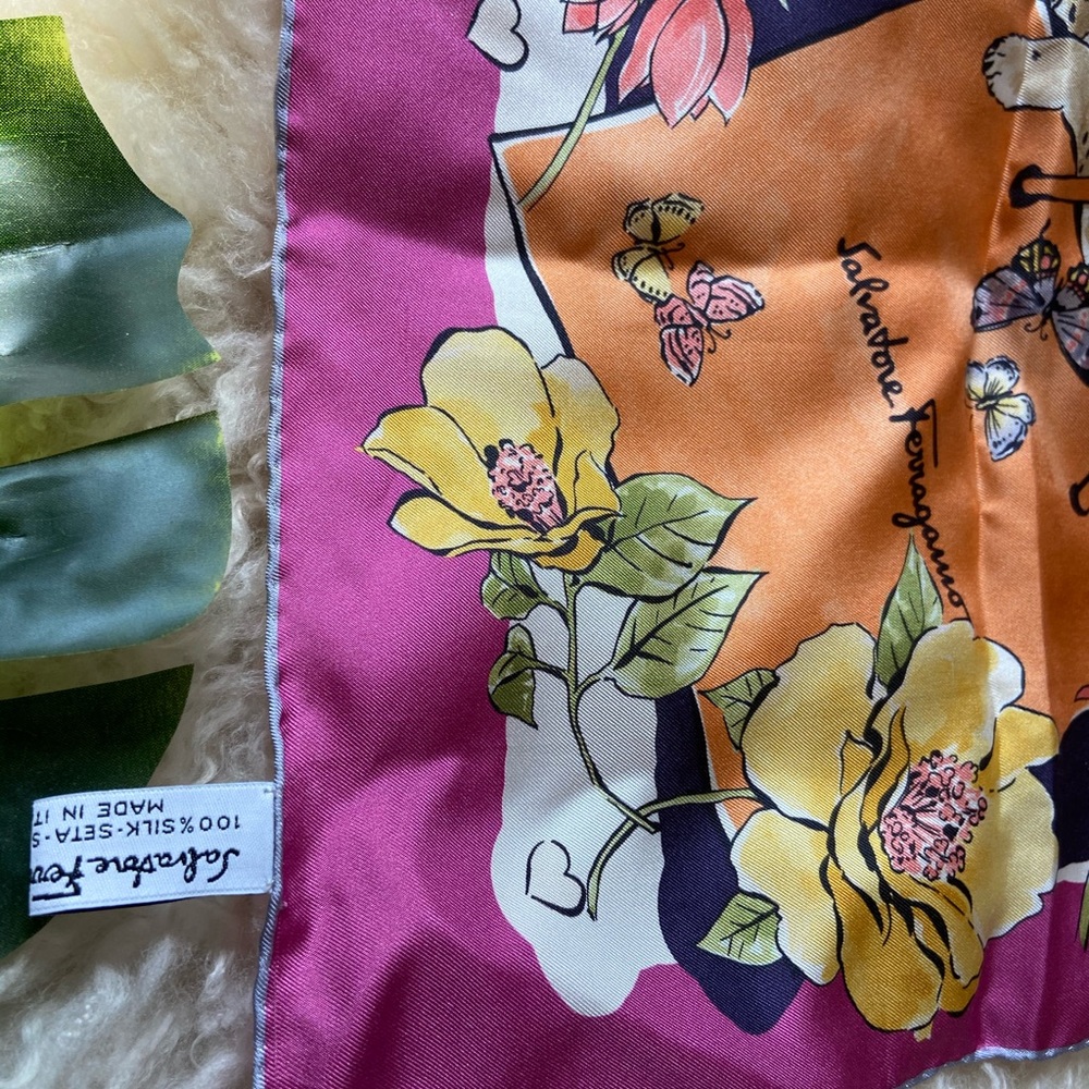 Salvatore Ferragamo silk scarf Made in Italy.